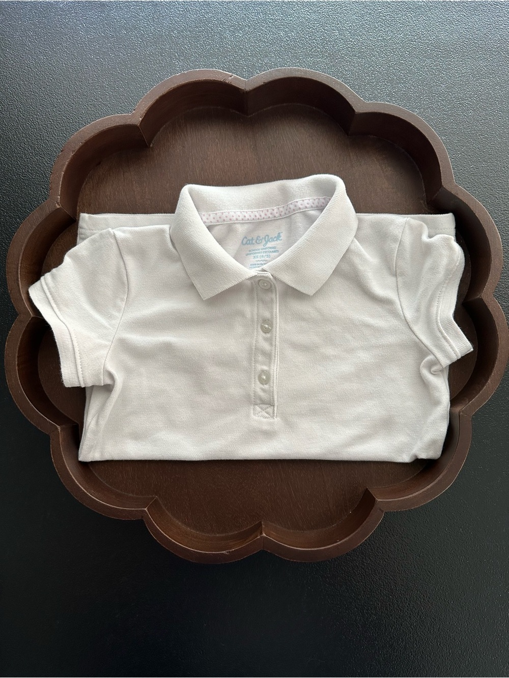Girls Cat & Jack School Uniforms White Short Sleeve Collared Polo Shirt Size XS